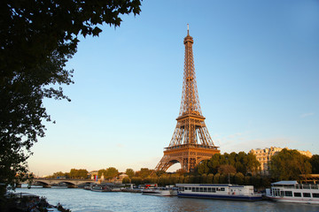 Fototapeta na wymiar Eiffel Tower with Seine in Paris, France