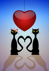 Two cats in love for Valentine's Day