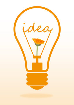 Flower growing inside light bulb on light background