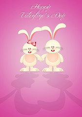 Two bunnies in love for Valentine's Day