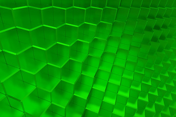 Green abstract cubes background