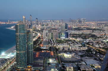 City of Abu Dhabi at dusk, United Arab Emirates