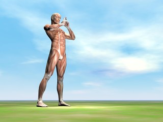 Peaceful male muscles - 3D render
