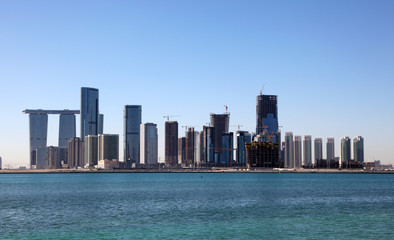 Skyline of Al Reem Island in Abu Dhabi, United Arab Emirates