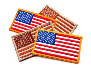 Four USA Military Flag patches