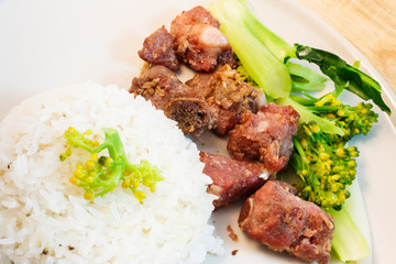 fried pork with jasmine rice