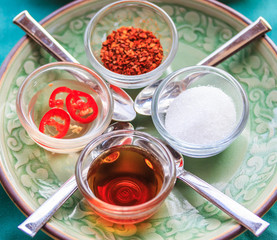 Thai Condiment Set called in Thai as Kruang Prung