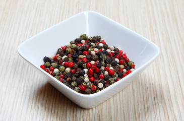 Red, white and black pepper
