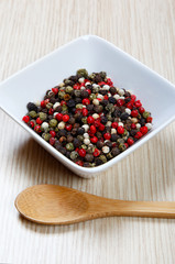 Red, white and black pepper