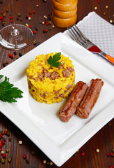 risotto with sausages and saffron