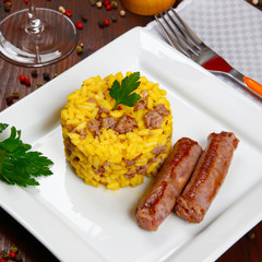 risotto with sausages and saffron