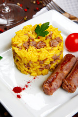risotto with sausages and saffron