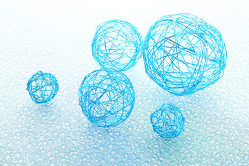 beautiful decorative balls, on blue background