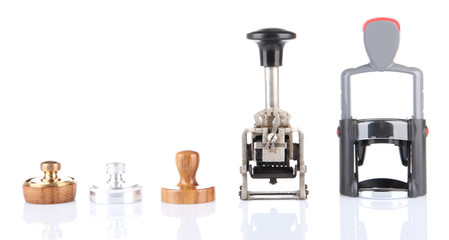 New and old stamps, isolated on white