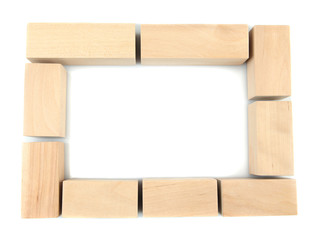 Wooden toy blocks isolated on white