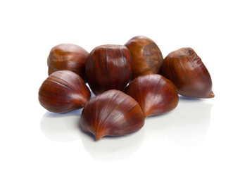 Chestnuts on a white background