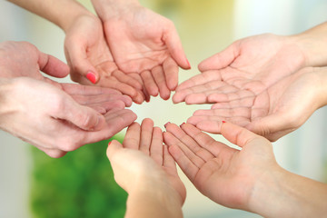 Muslim praying hands on light background
