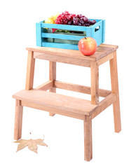 Wooden box with fruits,