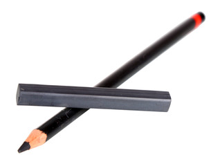 Black drawing charcoal and pencil isolated on white