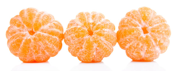 Ripe sweet tangerines, isolated on white