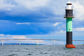 Oresundsbron. Oresund bridge link Denmark Sweden Baltic Sea.