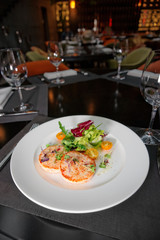 Seafood cutlets on table in a restaurant