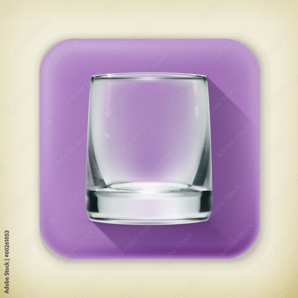 Poster empty glass, long shadow vector icon