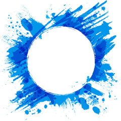 Blue vector background with brush strokes and splashes.