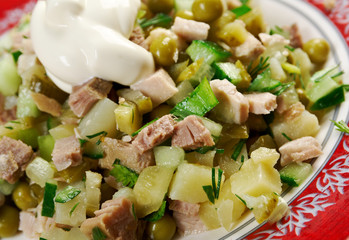Russian traditional salad olivier