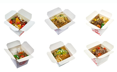  set ofchinese cuisine in take-out box