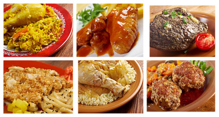 Food set of different  meat .