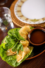 Spring rolls traditional with sauce