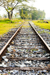 Naklejka premium railway tracks in a rural scene