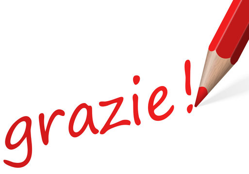 Stift mit Text " grazie! "