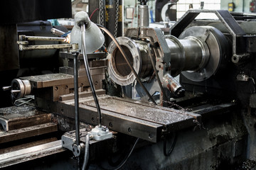 lathe machine in a workshop