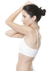 Woman in white underwear