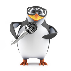 Academic penguin takes mic