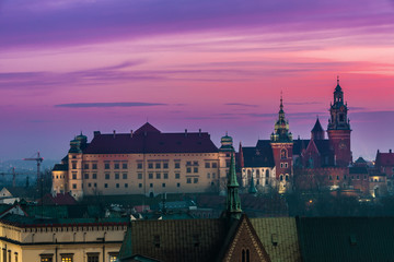 Naklejka premium Poland, Krakow. Wawel Castle and Wistula . Krakow Poland.