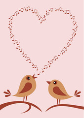 two cute birds singing about love