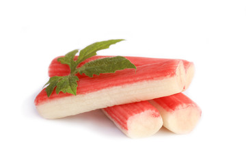 Crab sticks group isolated on white background