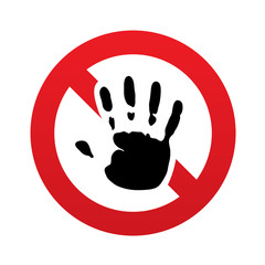 No Hand print sign icon. Stop symbol.