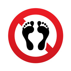 Human footprint sign icon. No Barefoot symbol.