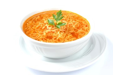 tomato soup with noodles - obrazy, fototapety, plakaty