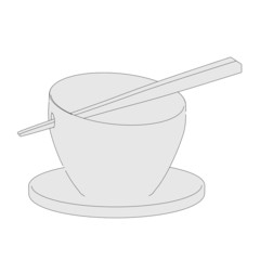 cartoon image of bowl with chopsticks