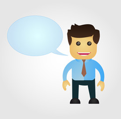 Business man cartoon with speech balloon, vector illustration