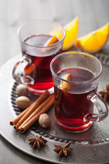 mulled wine with orange and spices