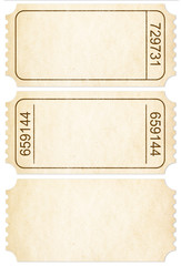 Ticket set. Paper ticket stubs isolated on white with clipping p - obrazy, fototapety, plakaty
