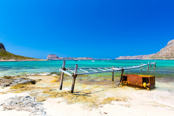 Balos beach. View from Gramvousa Island, Crete in Greece