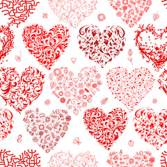Seamless pattern with valentine hearts for your design