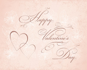 Happy valentine's day card. Vintage  background with floral elem